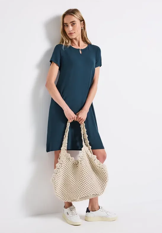 Street One Frauen T-Shirt-Kleid in Unifarbe in Türkis, Gr: 44