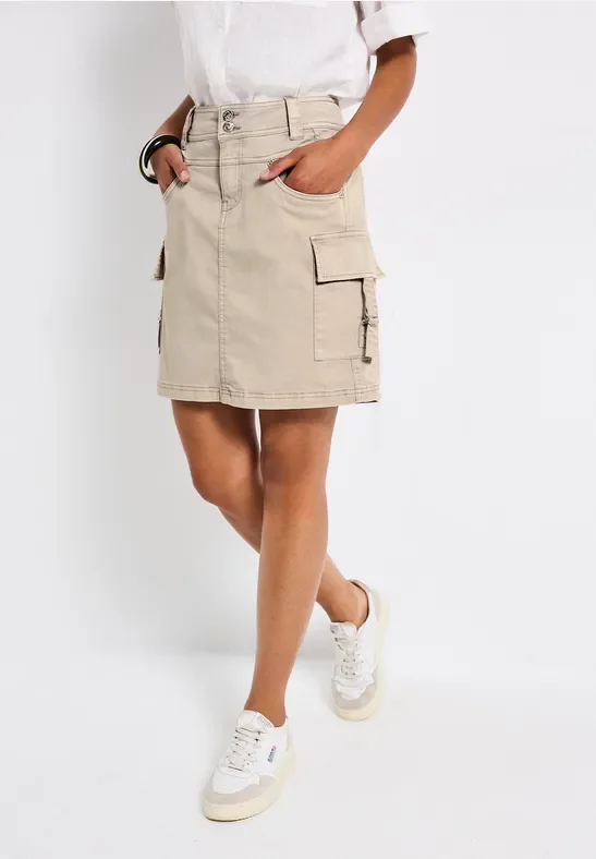 Street One Frauen Rock im Cargo-Look in Beige, Gr: 36