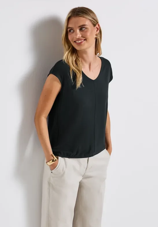 Thumbnail - Street One Frauen V-Neck Jersey-Shirt in Grün, Gr: 46