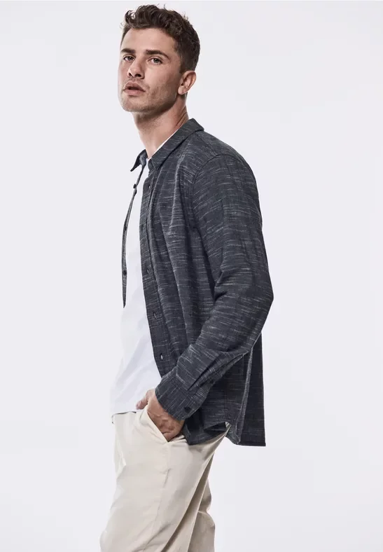 Thumbnail - Street One MEN Männer Hemd in Melange-Optik in Blau, Gr: XL