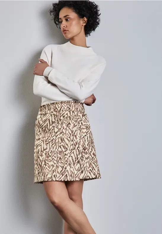 Street One Frauen Paperbag Velours-Rock in Beige, Gr: 46