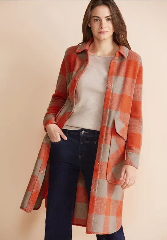 Street One Frauen Printmantel mit Wolle in Orange, Gr: 34