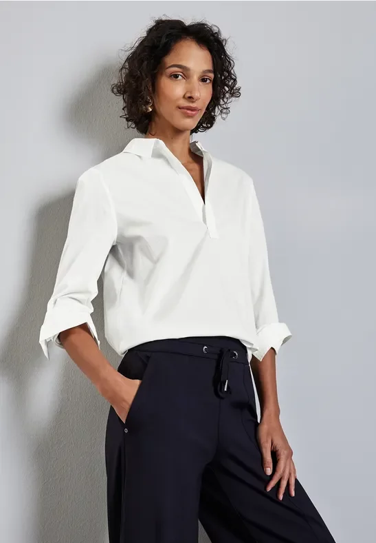 Street One Frauen Lange Bluse in Weiß, Gr: 46