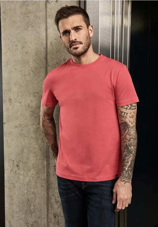 Street One MEN Männer Basic T-Shirt in Unifarbe in Rot, Gr: XXL