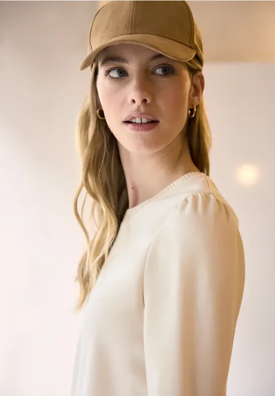 Street One Studio Frauen Shirt mit Raffung in Beige, Gr: 36