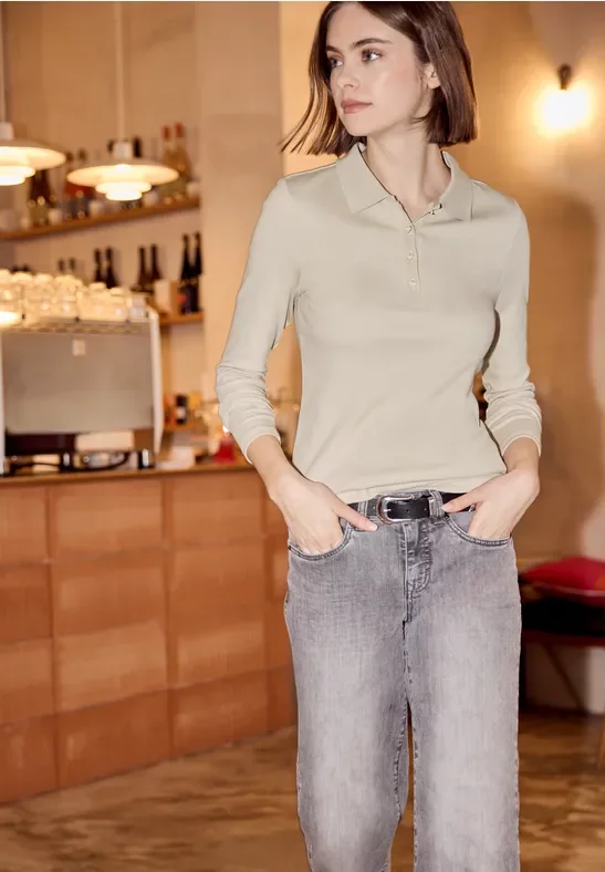 Street One Studio Frauen Poloshirt in Beige, Gr: 36