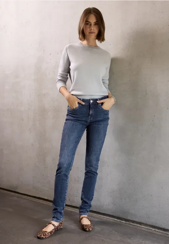 Street One Studio Frauen Skinny Fit Jeans in Blau, Gr: 27