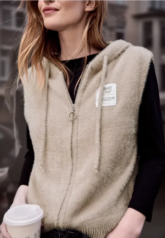 Street One Studio Frauen Weiche Weste in Beige, Gr: 44