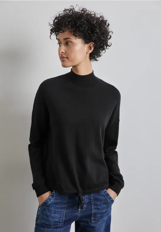 Street One Frauen Kurzer Turtleneck-Sweater in Schwarz, Gr: 34