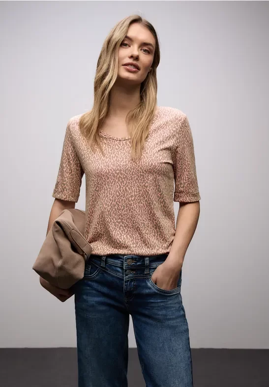 Street One Frauen Leo T-Shirt in Orange, Gr: 46