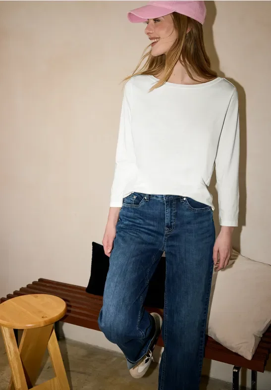 Street One Studio Frauen Basic Shirt in Weiß, Gr: 38