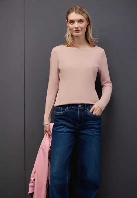 Street One Frauen Basic Langarmshirt in Rosa, Gr: 40