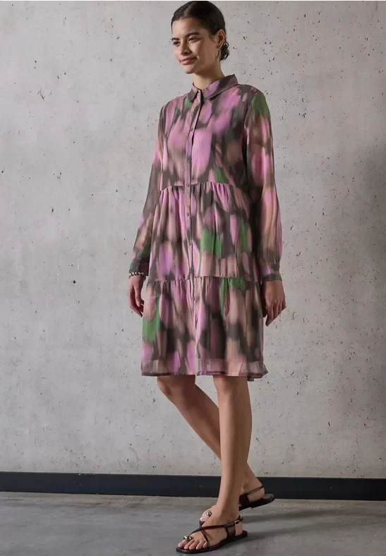 Street One Studio Frauen Chiffon-Blusenkleid in Pink, Gr: 46