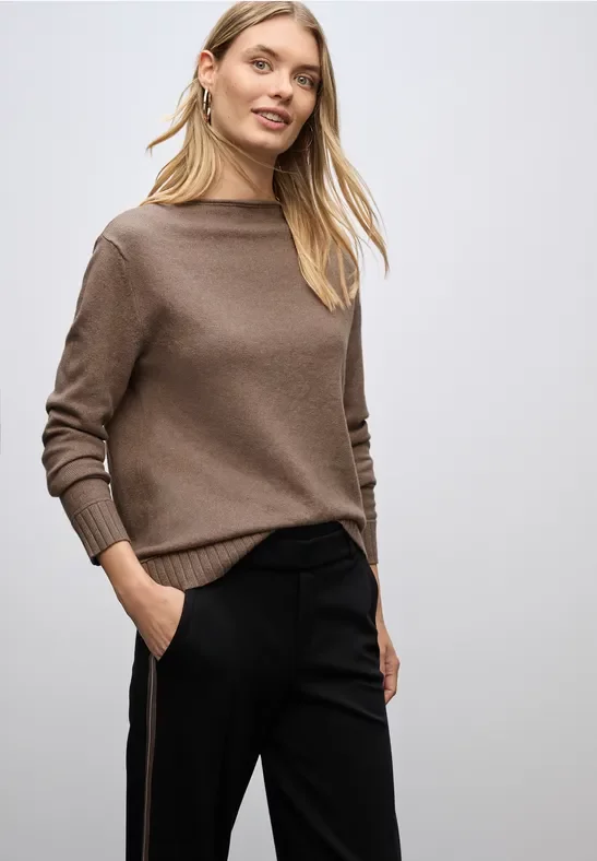 Street One Frauen Basic Pullover in Braun, Gr: 36