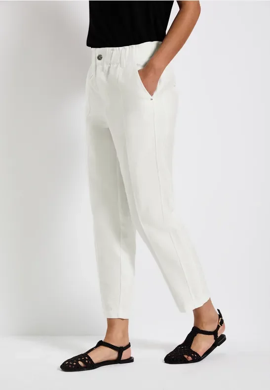 Street One Frauen Paperbag Hose im Casual Fit in Weiß, Gr: 40