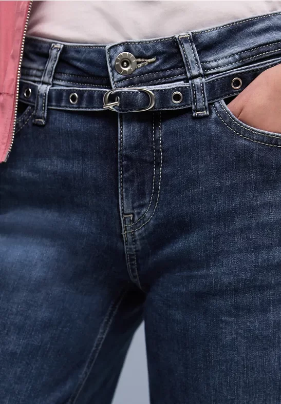 Street One Frauen Wide Leg Jeans in Blau, Gr: 32