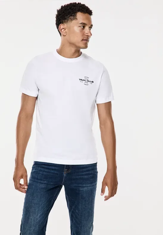 Street One MEN Männer Jersey mit Chestprint in Weiß, Gr: 3XL