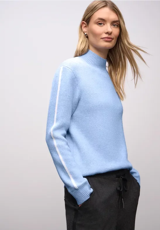 Thumbnail - Street One Frauen Pullover mit Tape-Details in Blau, Gr: 38