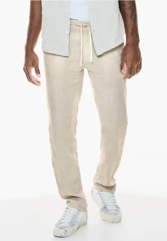 Street One MEN Männer Leinenhose in Beige, Gr: 40