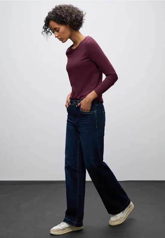 Street One Frauen Basic Langarmshirt in Rot, Gr: 44