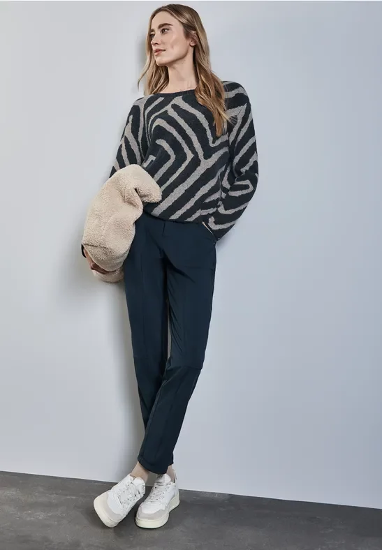 Street One Frauen Jaquard-Pullover in Grün, Gr: 44