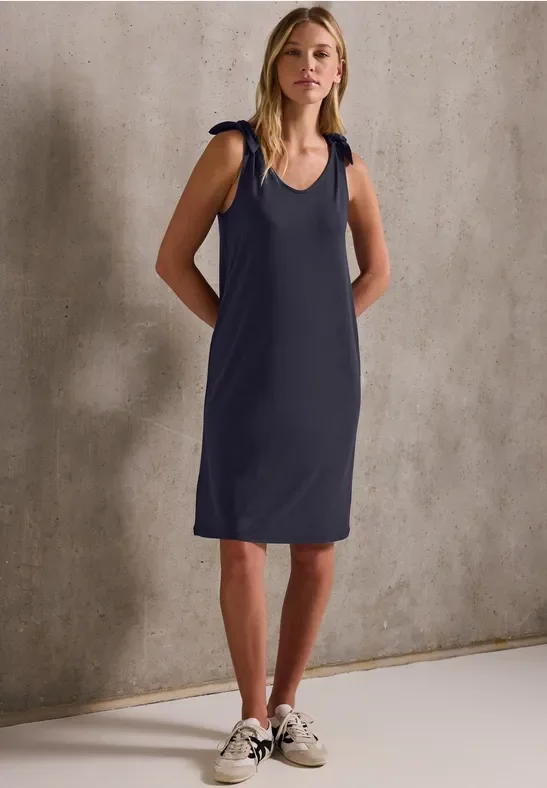 Street One Studio Frauen Jersey-Kleid mit Knoten in Blau, Gr: 44