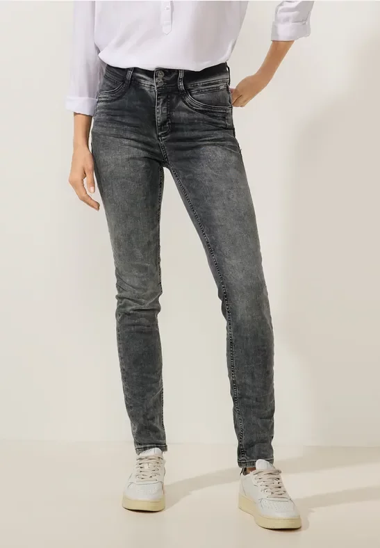 Street One Frauen Graue Slim Fit Jeans in Grau, Gr: 28