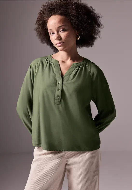Thumbnail - Street One Studio Frauen Raglan-Bluse in Unifarbe in Grün, Gr: 40