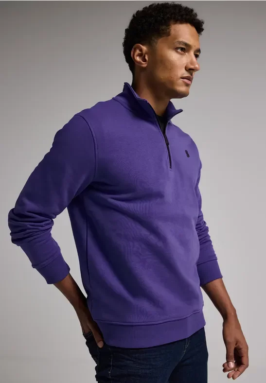 Street One MEN Männer Troyer Sweatshirt in Lila, Gr: S