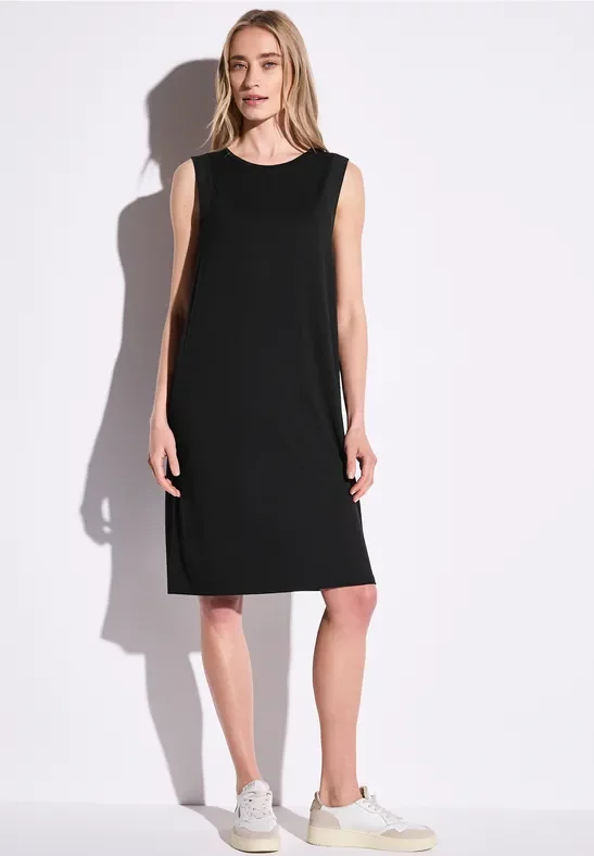 Street One Frauen Kleid mit Chiffon-Detail in Schwarz, Gr: 46
