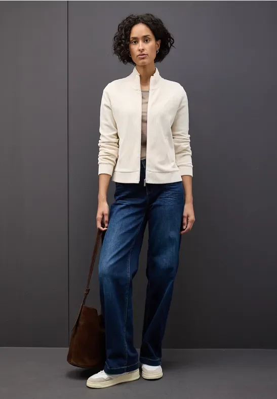 Street One Frauen Cordjacke mit Zipper in Beige, Gr: 40