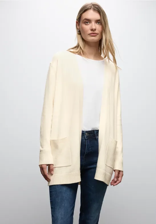 Street One Frauen Offener Cosy Cardigan in Beige, Gr: 34
