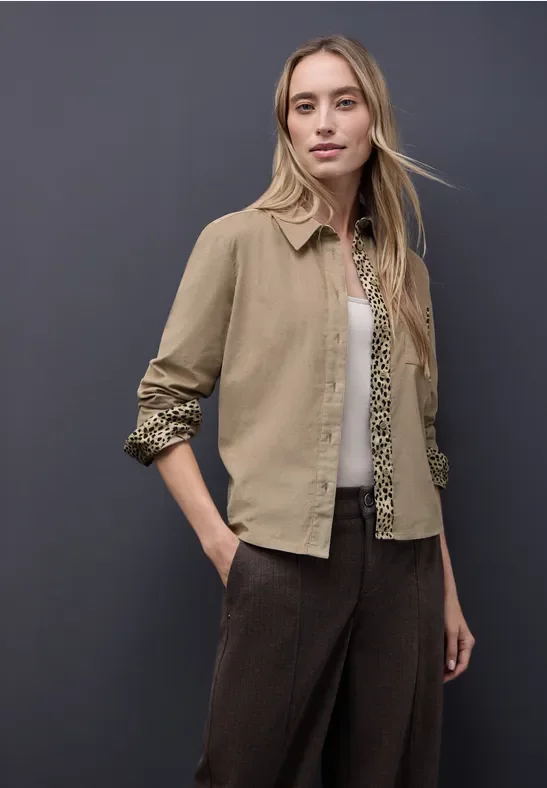 Thumbnail - Street One Frauen Cordbluse mit Tapedetails in Beige, Gr: 40