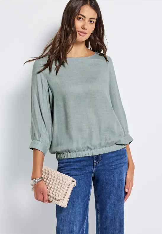 Street One Frauen Melange Rundhals Bluse in Blau, Gr: 46