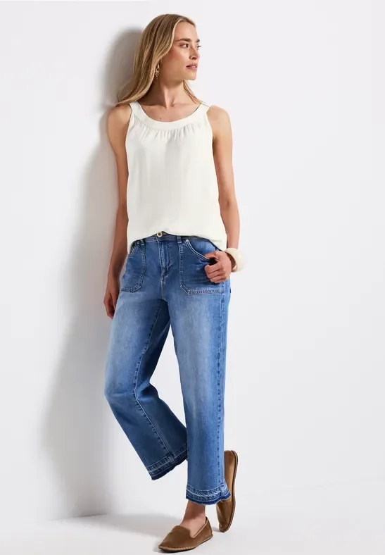 Thumbnail - Street One Frauen Strukturmix-Top in Weiß, Gr: 46