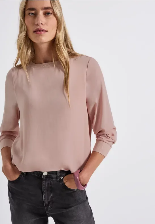 Street One Frauen Materialmix Chiffon Shirt in Rosa, Gr: 36