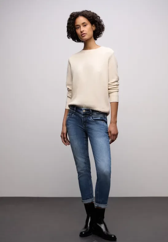 Street One Frauen Casual Fit Jeans in Blau, Gr: 34