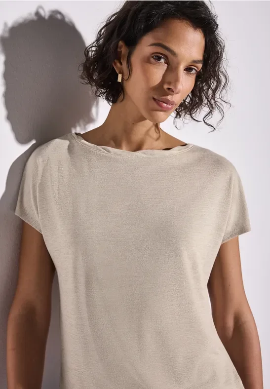 Thumbnail - Street One Frauen Leinen-Look Shirt in Beige, Gr: 34