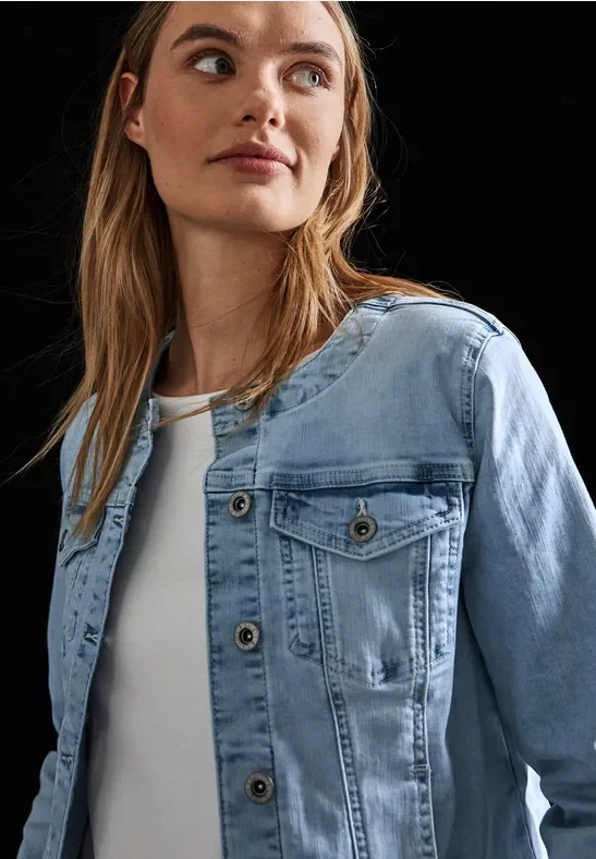 Street One Frauen Jeansjacke in Blau, Gr: 42