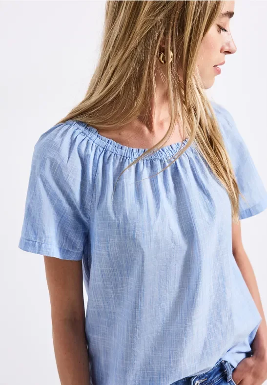 Street One Frauen Chambray Bluse in Blau, Gr: 40