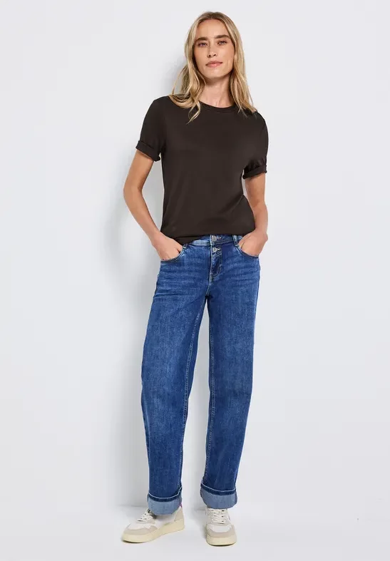 Street One Frauen Basic Shirt mit Turtleneck in Braun, Gr: 46