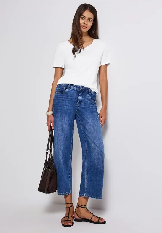 Thumbnail - Street One Frauen T-Shirt mit Herzausschnitt in Weiß, Gr: 40