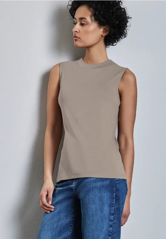 Street One Frauen Basic Top mit Turtleneck in Beige, Gr: 42