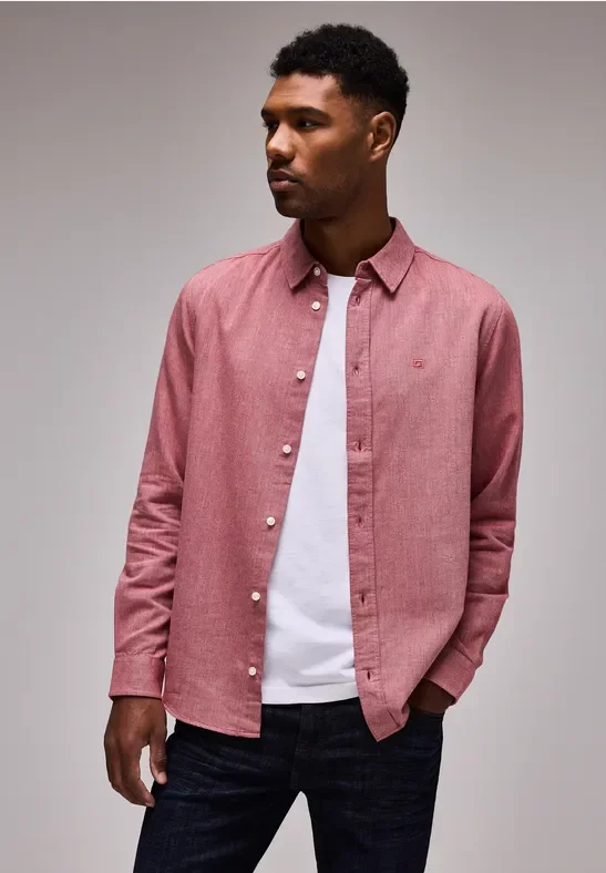 Street One MEN Männer Two Tone Flannelhemd in Rot, Gr: S