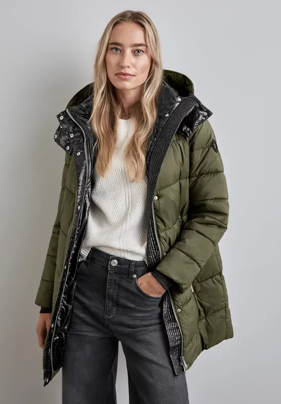 Street One Frauen Jacke mit abnehmbarer Kapuze in Grün, Gr: 34