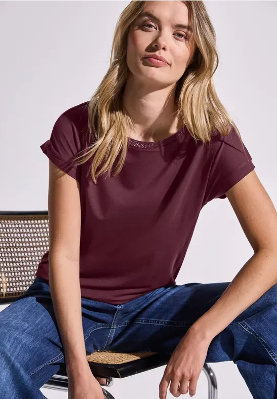 Street One Frauen Shirt mit Dekortape in Rot, Gr: 34