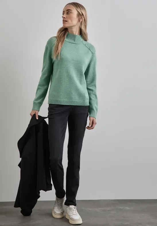 Thumbnail - Street One Frauen Pullover mit Knopfdetail in Grün, Gr: 38