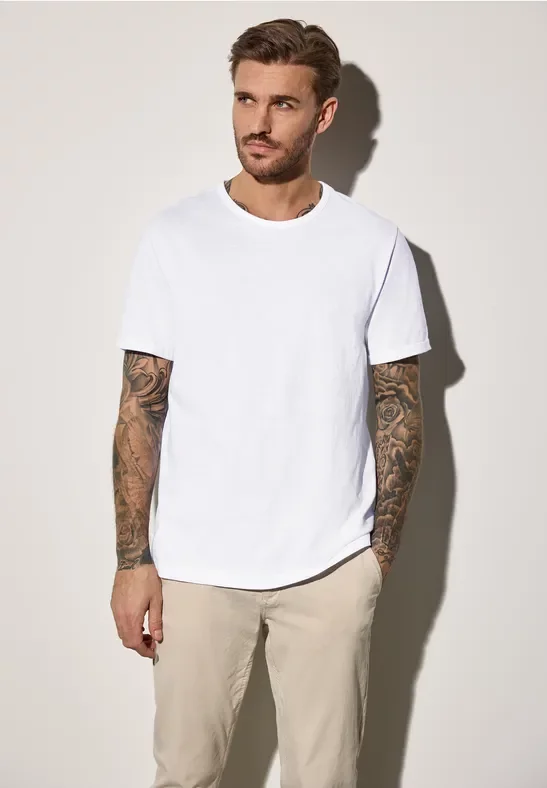 Street One MEN Männer Crewneck T-Shirt in Weiß, Gr: 3XL