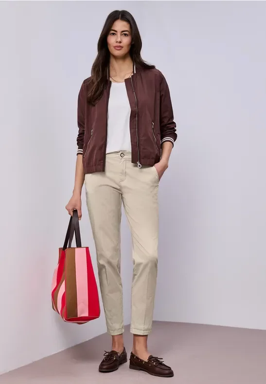 Street One Frauen Chino im Casual Fit in softer Qualität in Beige, Gr: 34