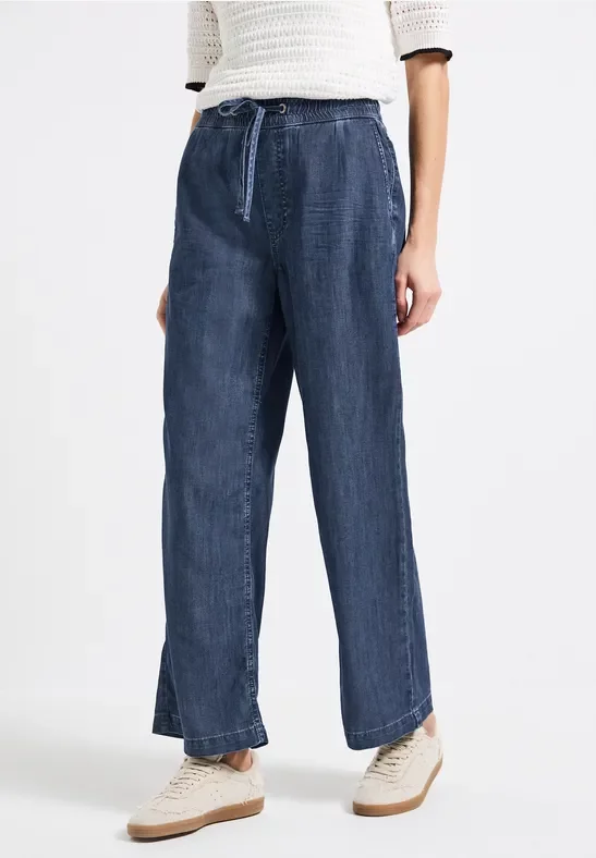 Street One Frauen Wide Leg Jeans in Blau, Gr: 27